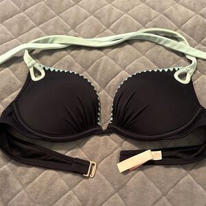 Victoria's Secret Black and Teal push up bikini swim top  34B